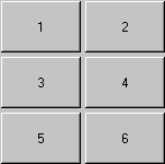 6 つのボタンが行に 2 つずつある。
行 1 にはボタン 1 と 2、行 2 にはボタン 3 と 4、行 3 にはボタン 5 と 6 がそれぞれある。